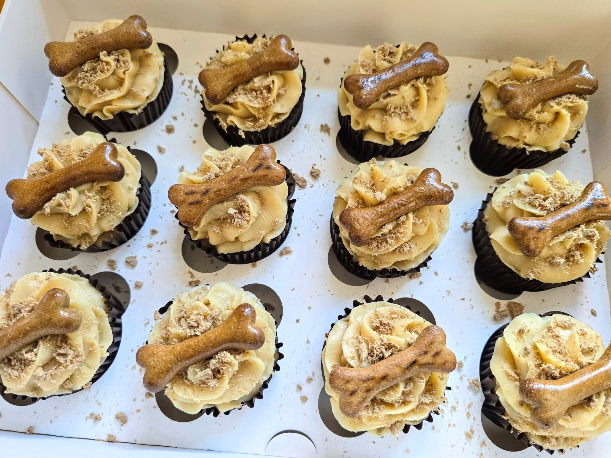 Golden swirls with biscuit pieces and a generous sprinkle of crumbs.